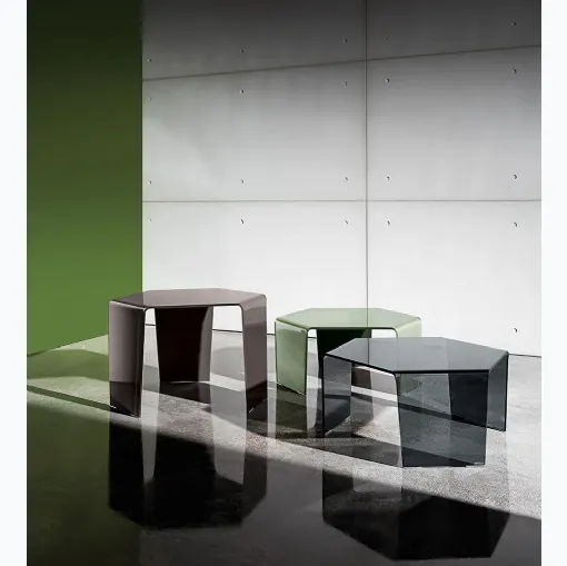 Tavolino 3 Feet in vetro curvo laccato o fumé di Sovet