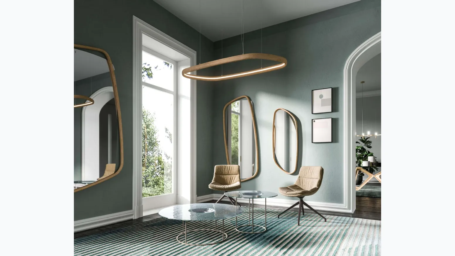 Specchio con cornice in legno Golden Wood di Ozzio