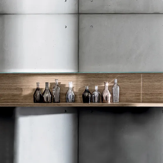 Mensole Nest Wall in legno con copertura in vetro di Sovet