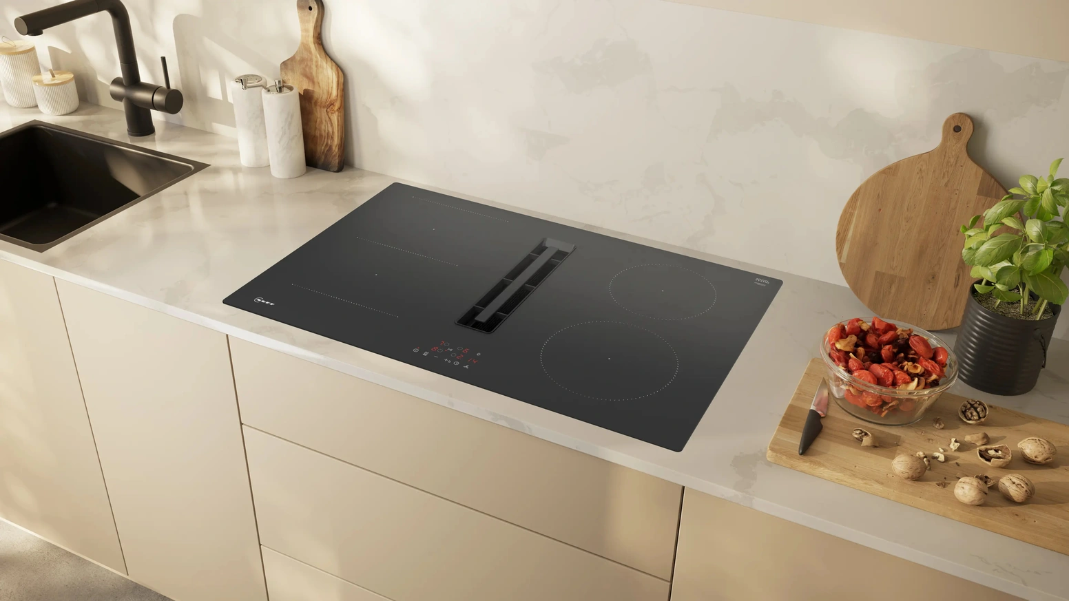 Cappa integrata nel piano cottura di NEFF