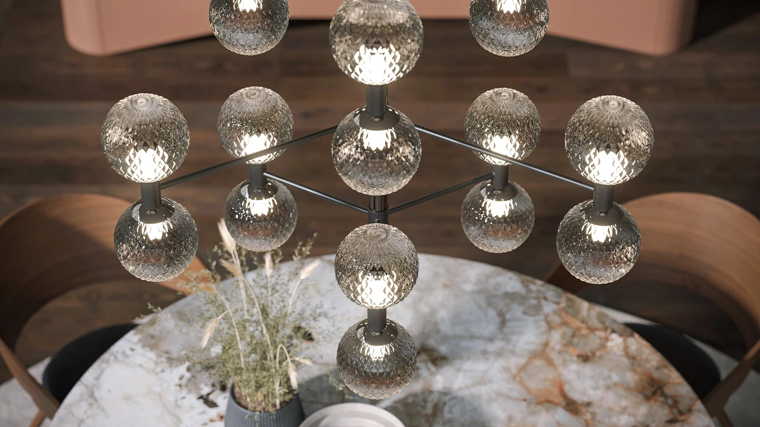 Lampada a sospensione Iperbolle in metallo e vetro di Tonin Casa