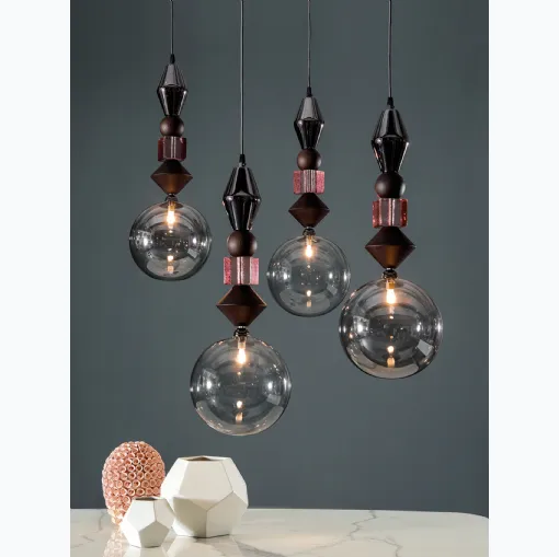 Lampada a sospensione Pandora Light in legno e vetro di Tonin Casa