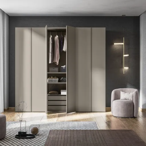 Armadio Battente Gola ZN03 finitura Beige di Marka Total Living