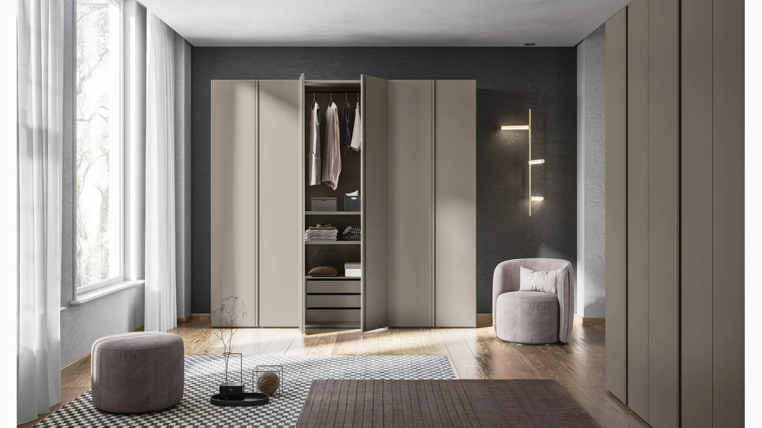 Armadio Battente Gola ZN03 finitura Beige di Marka Total Living