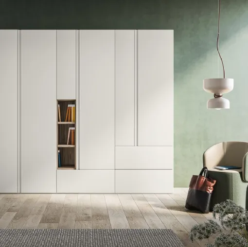 Armadio Battente Gola ZN05 finitura Perla e Noce di Marka Total Living