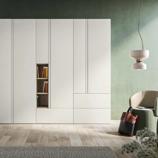 Armadio Battente Gola ZN05 finitura Perla e Noce di Marka Total Living