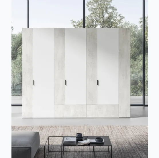 Armadio Battente Virgola ZN07 finitura Bianco e Calce Bianca di Marka Total Living