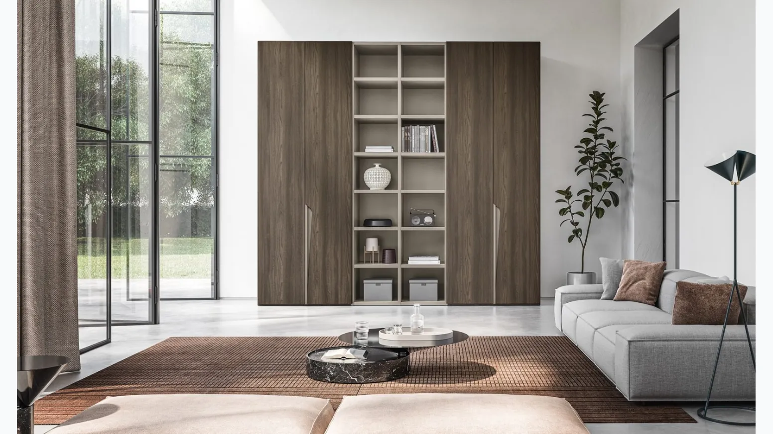 Armadio Battente Vela ZN10 finitura Forestal Dark e Nuvola di Marka Total Living