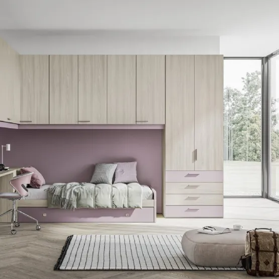 Armadio Battente Retta ZN11 finitura Forestal Sand e laccato Ametista di Marka Total Living