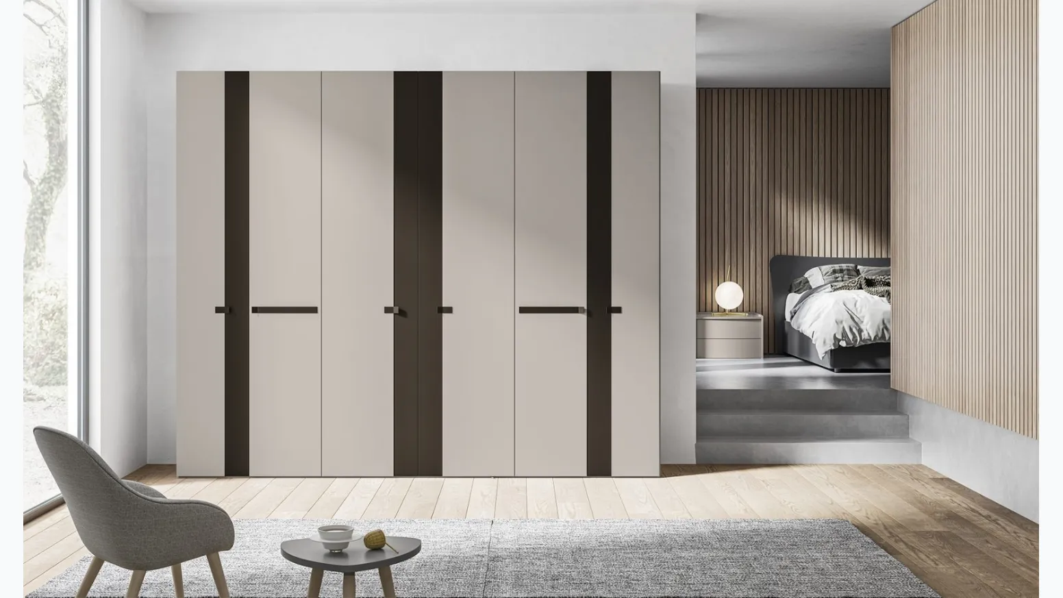 Armadio Battente Pop ZN13 finitura Nuvola e Bronzo di Marka Total Living