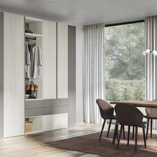 Armadio Battente Bend ZN14 finitura Forestal White e Grigio Caldo di Marka Total Living