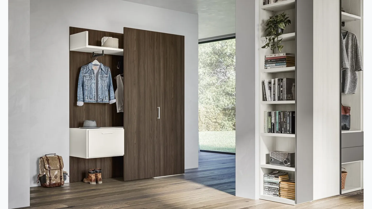 Armadio Battente Tetris ZN15 finitura Forestal Dark e Perla di Marka Total Living