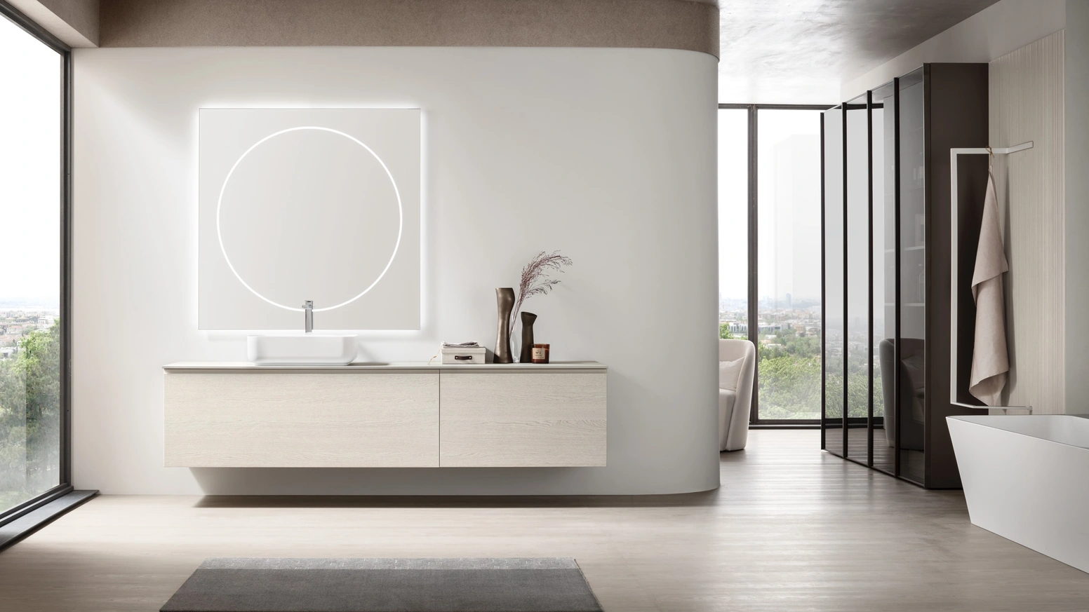 Mobile da Bagno sospeso Soul 21 in rovere sbiancato di Arcom