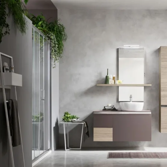 Mobile da Bagno sospeso in laccato opaco e melaminico E-Gò 04 di Arcom