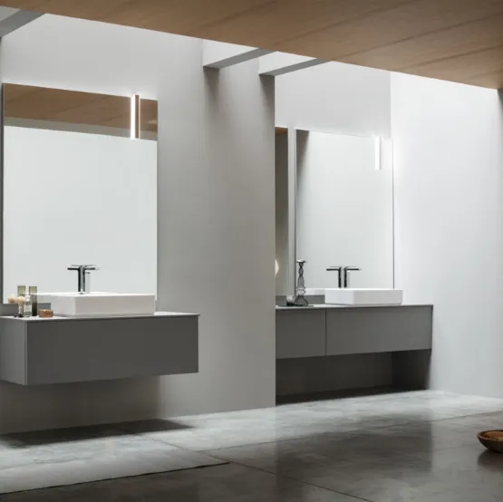 Mobile da Bagno sospeso Rovere laccato Grafite opaco Pollock 01 di Arcom