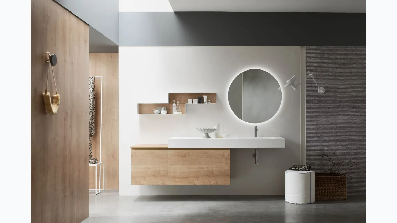 Mobile da Bagno sospeso in Rovere naturale Soul 69e di Arcom