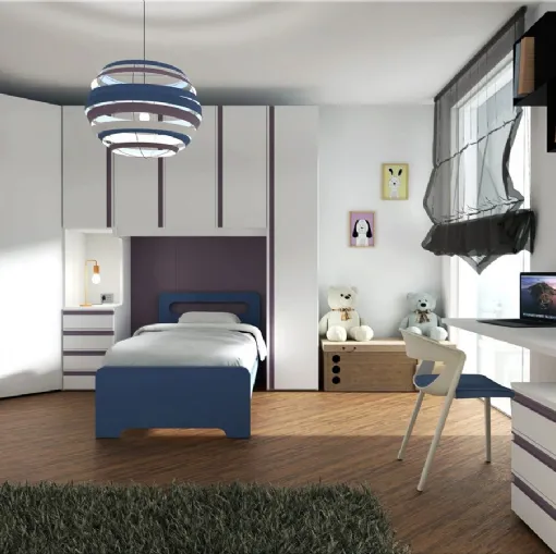 Cameretta a ponte Teen T01 con angolo studio di Marka Total Living