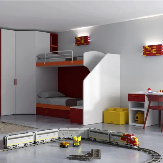 Cameretta con letti a castello e angolo studio Teen T08 di Marka Total Living