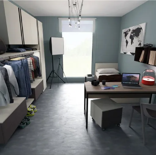 Cameretta componibile con scrivania Teen T06 di Marka Total Living