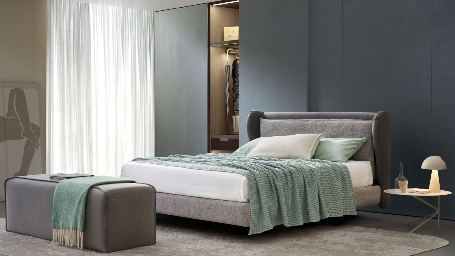 Letto Charles in tessuto imbottito di Rosini Night