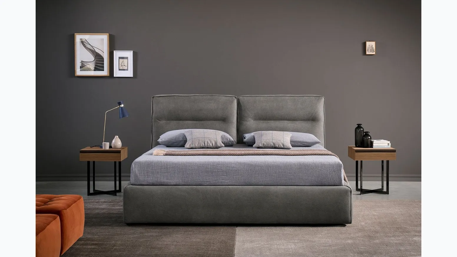 Letto imbottito Dallas di Bodema