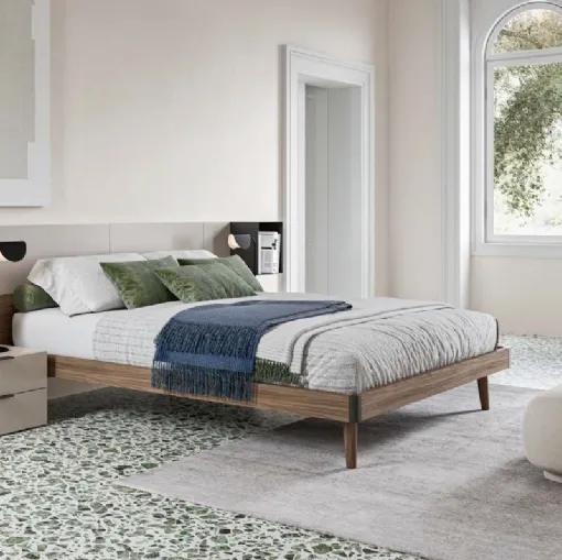 Letto matrimoniale Puzzle GL02 finitura Noce e Nuvola di Marka Total Living