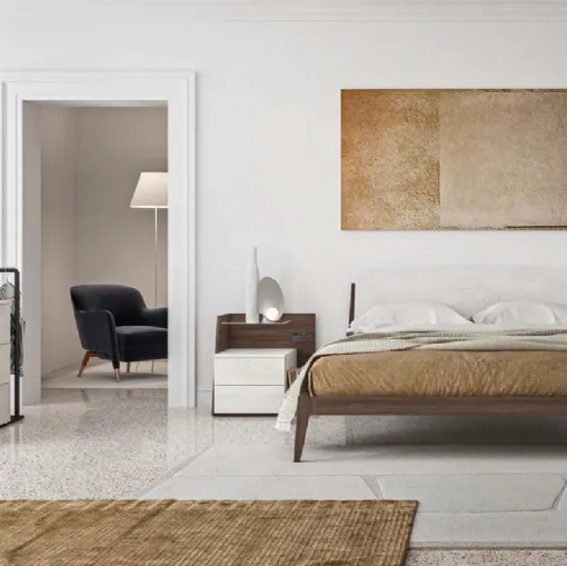 Letto matrimoniale con testiera finitura Calce Bianca Dublino GL09 di Marka Total Living