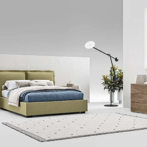 Letto matrimoniale in tessuto imbottito con testiera Suez GL10 di Marka Total Living