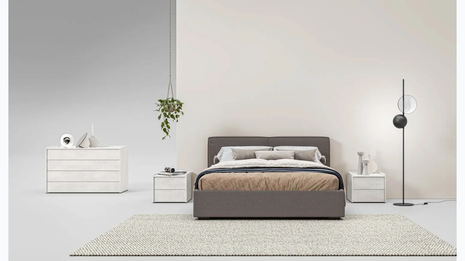 Letto in tessuto imbottito con testiera Argo GL13 di Marka Total Living