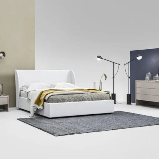 Letto in tessuto imbottito con testiera sagomata Giza GL15 di Marka Total Living