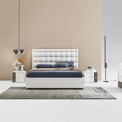Letto in tessuto imbottito con testiera trapuntata Miami GL17 di Marka Total Living