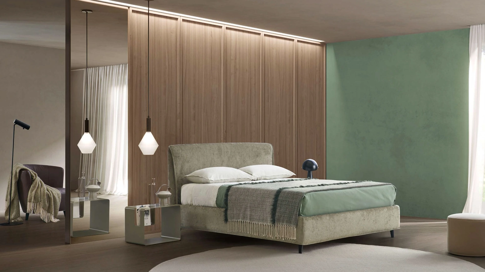 Letto imbottito Nadir con contenitore di Rosini Night