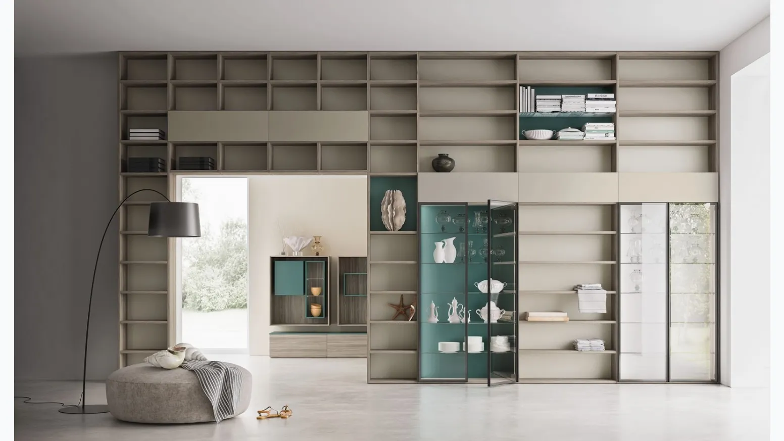 Libreria a muro componibile Composizione Time M01 di Marka Total Living