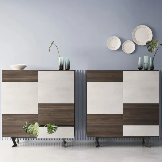 Madia Alta Tipo 1 M26 in melaminico Forestal Dark e Calce Bianca di Marka Total Living