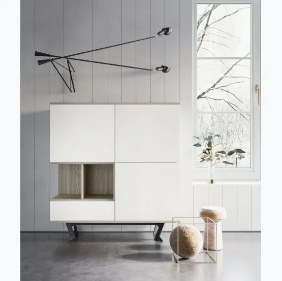 Madia Alta Tipo 2 M24 in melaminico Bianco e Forestal Brown di Marka Total Living