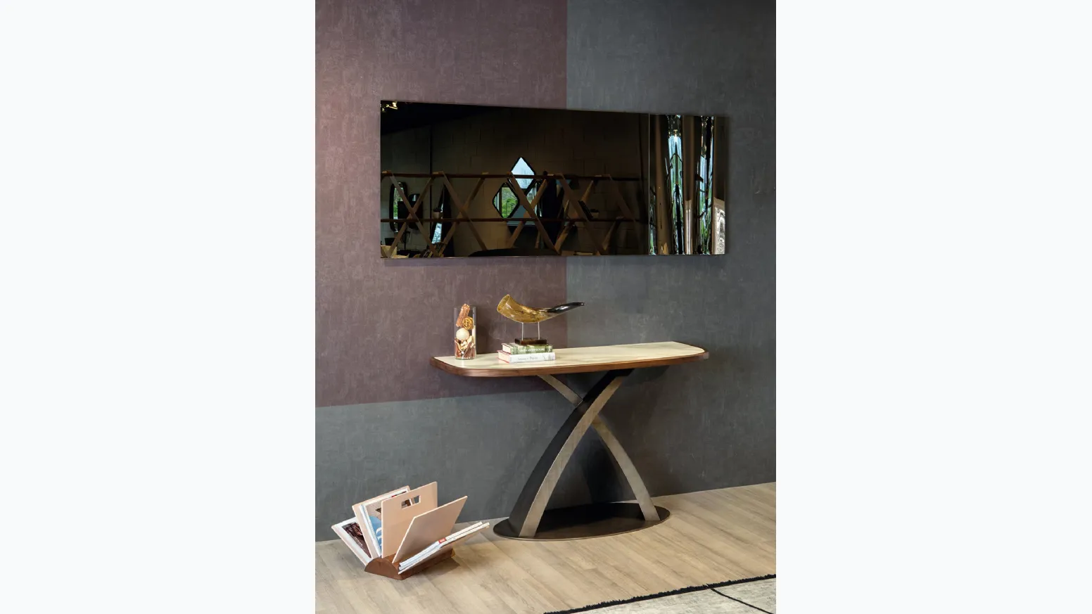 Mobile ingresso Eliseo Élite in gres porcellanato e legno massello di Tonin Casa