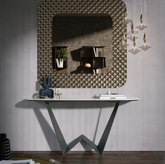 Mobile ingresso Consolle Reverse con top in gres porcellanato di Tonin Casa