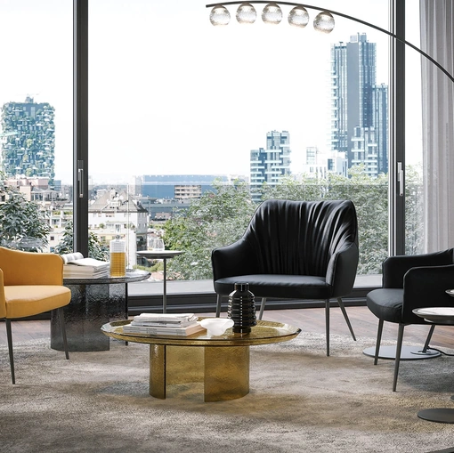 Poltrona in pelle Agata Lounge di Tonin Casa