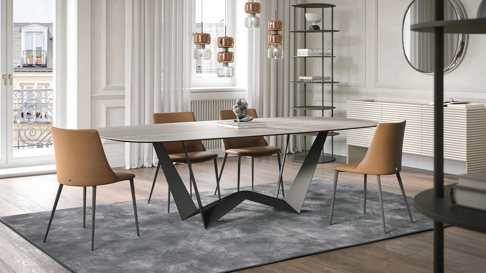 Tavolo Reverse in gres Travertino di Tonin Casa