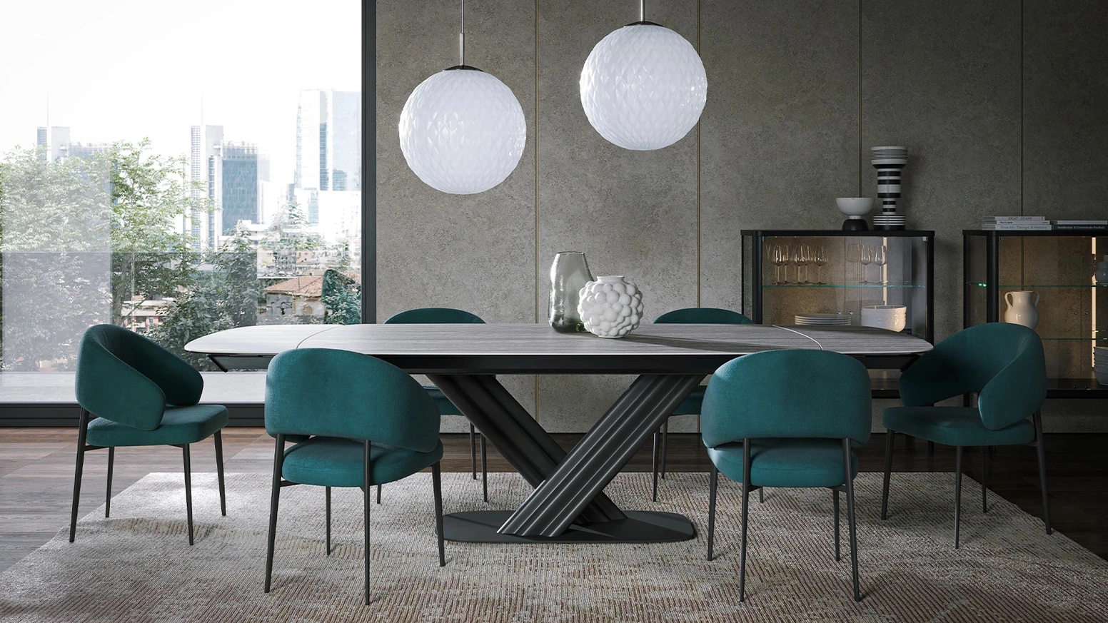 Tavolo Sipario Ext in gres travertino di Tonin Casa