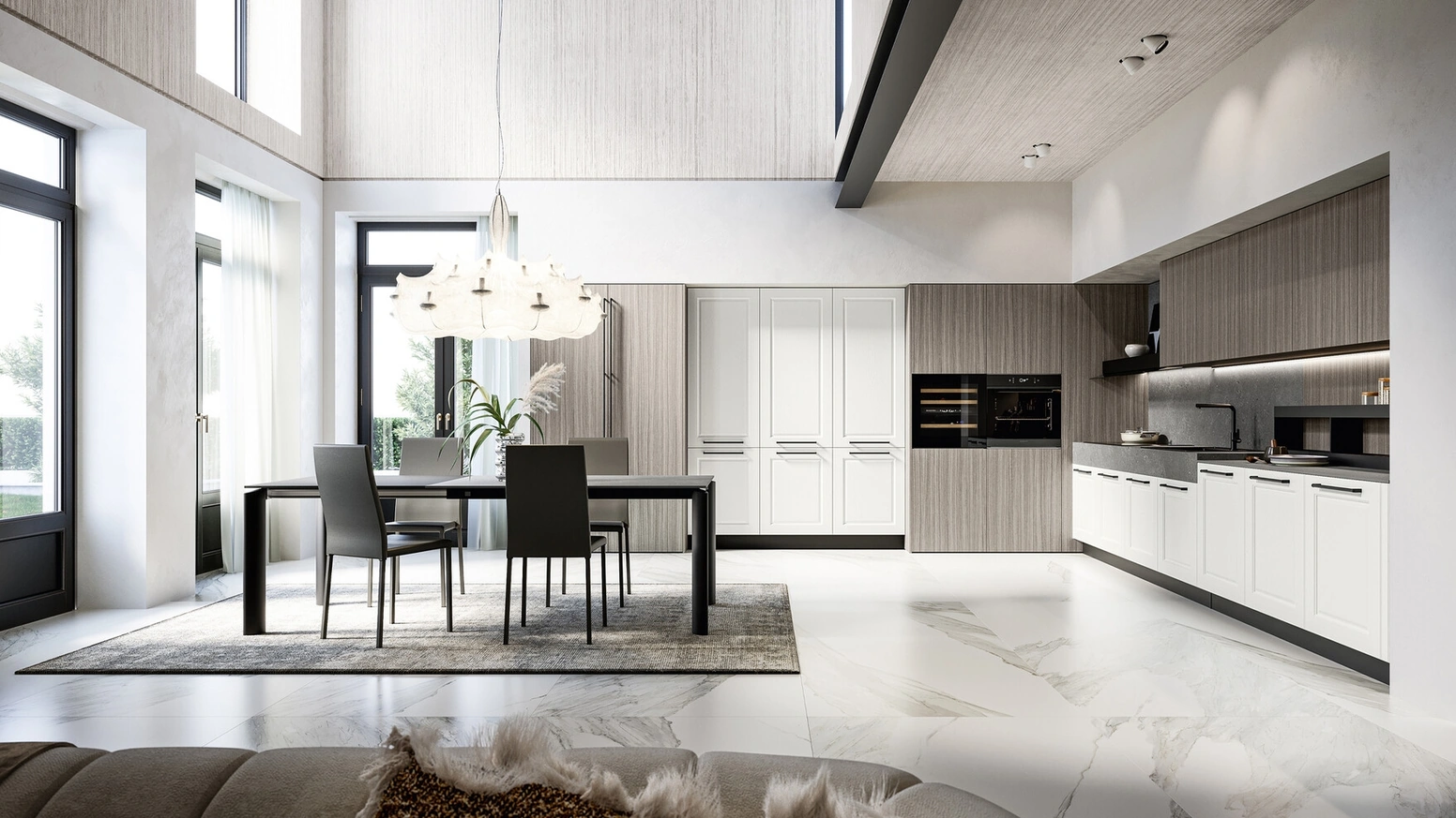 Cucina Classica angolare in laccato a poro aperto e laminato Asolo di Arredo3