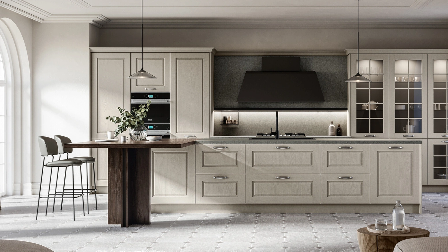 Cucina Classica in laccato a poro aperto con isola Asolo di Arredo3
