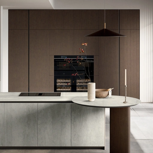 Cucina Moderna in gres con penisola Glass di Arredo3