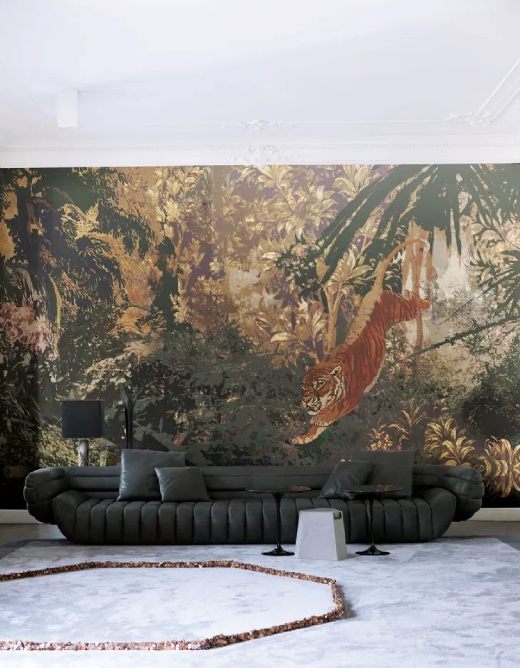 Carta da parati con salto di tigre Gobelin II di London Art