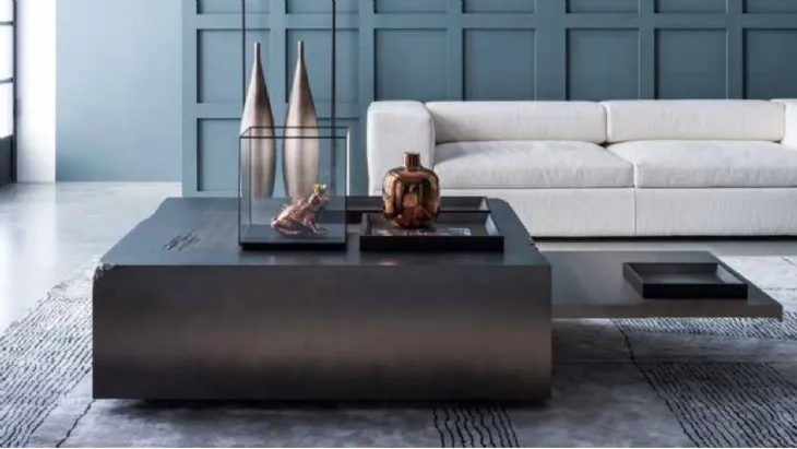Tavolino in laccato goldenblack Double di Adriani e Rossi