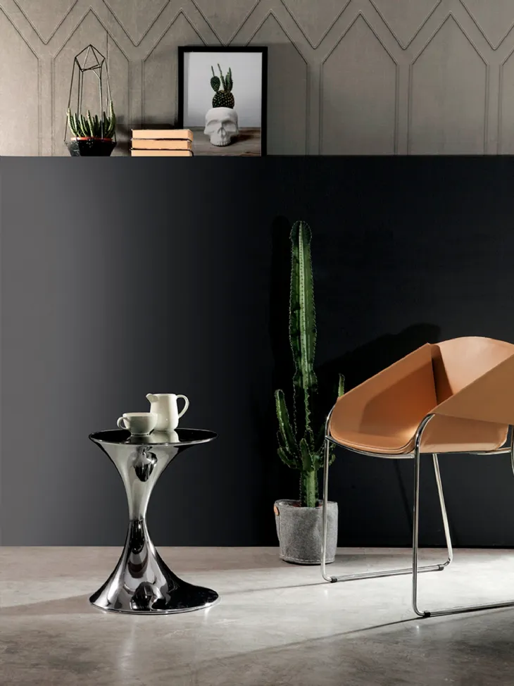 Tavolino di design in metallo cromato Andorra di Tonin Casa