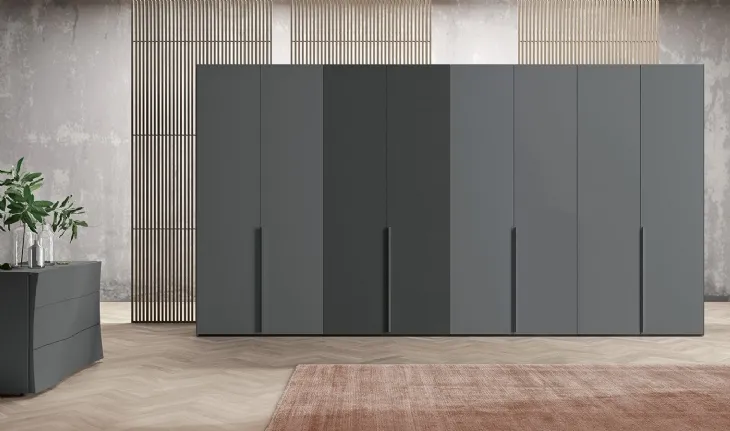 Armadio con ante battenti Vitalyty Style in melaminico Grigio Titanio di Colombini Casa