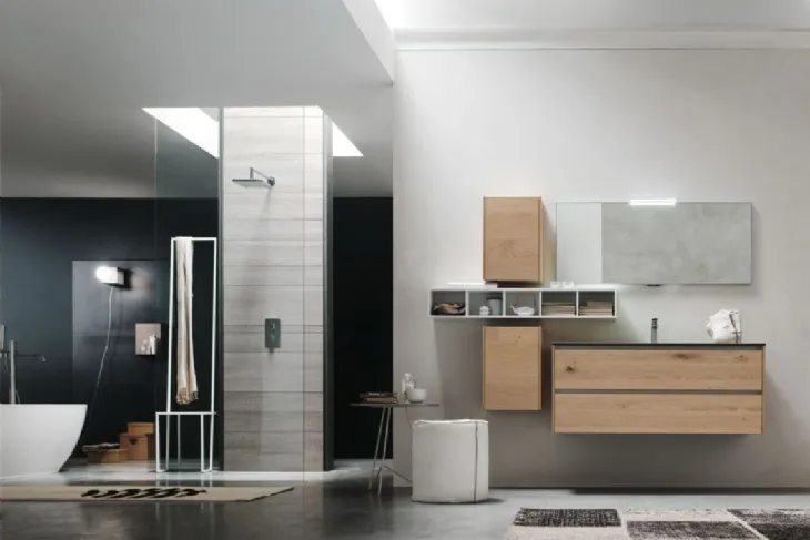 Mobile da Bagno sospeso in Rovere naturale Escape 23 di Arcom