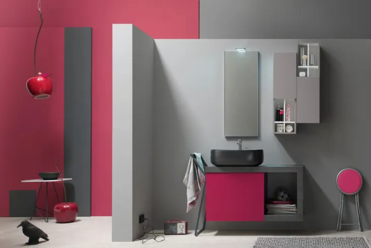 Mobile da Bagno sospeso laccato opaco E-Ly 54 di Arcom