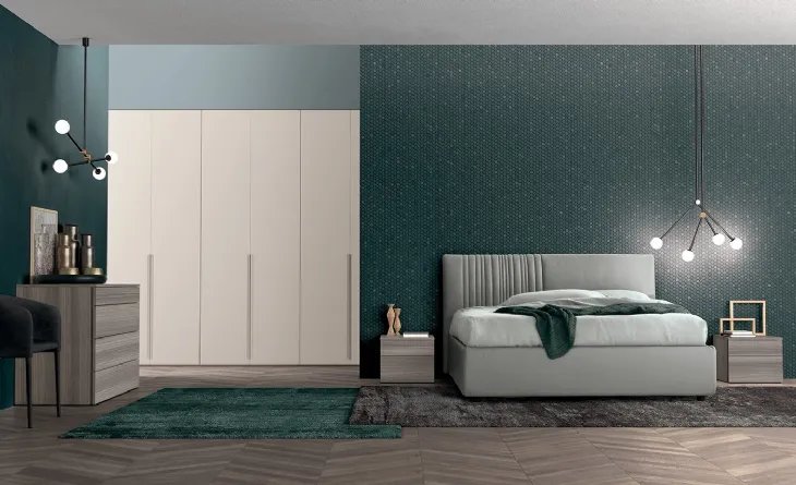 Letto in tessuto imbottito con testiera Vitalyty Evoque di Colombini Casa